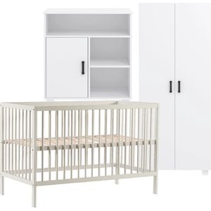 Born Lucky ® Babykamer Wit 3 Delig Baby Bed Mees + Commode Mila + Kledingkast Mila