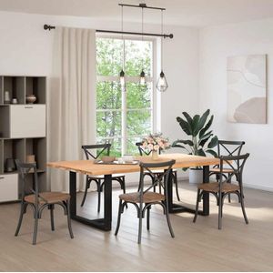 vidaXL Eettafel met natuurlijke rand 220x120x74 cm massief eikenhout - Eettafel - Eettafels - Eetkamertafel - Keukentafel