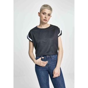 Urban Classics - Short Extended Shoulder Stripes Dames T-shirt - XS - Zwart