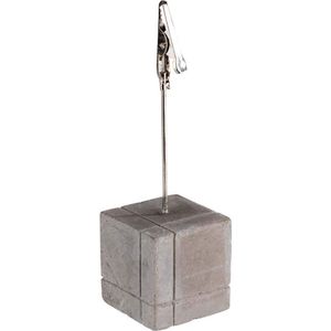 Kaarthouders, set van 4, Plaatskaarthouders met clip, Fotohouder, Beton, Inclusief 30 etiketteringskaarten, 15 x wit en 15 x zwart, 3 x 3 x 12 cm.