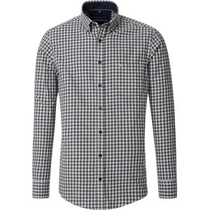 CASA MODA Sport comfort fit overhemd - flanel - blauw met wit en groen geruit - Strijkvriendelijk - Boordmaat: 43 - 44