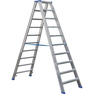 Escalo - Industriele Aluminium Dubbele Trapladder - Duo Trap - Sparta - 2 X 10 Treden