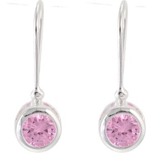 Behave - Oorbellen - 925 Sterling Zilver - Oorhangers met Lilla Paarse Zirconia Steen