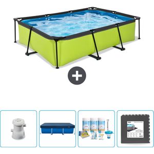 EXIT Rechthoekig Lime Frame Zwembad - 300 x 200 x 65 cm - Inclusief Pomp Afdekzeil - Onderhoudspakket - Vloertegels - Nu extra voordelig