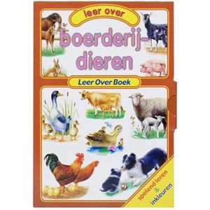 Boederijdieren - Leer Over Boek - Dieren en babydieren - leeftijdscategorie 1 tot 6 jaar - Spelend leren en inkleuren - Leesboek, prentenboek, kleurboek 3 in 1