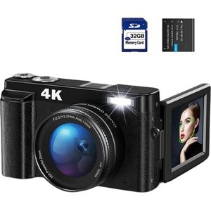 Vlog Camera Voor Beginners - Handycam Met Nachtvisie - Camcorder 16x Digitale Zoom - 4K