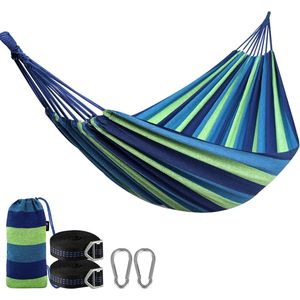 Hangmat Outdoor Katoen Grote Campinghangmat met gratis verstelbare bandjes Accessoires, draagbare hangmatten met draagtas voor tuin, terras, tuin