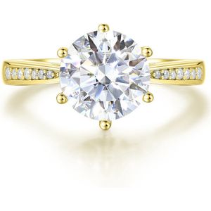 Sophia - 14k Geelgouden Moissanite Verlovingsring met Pavé Zijstenen - 3 karaat