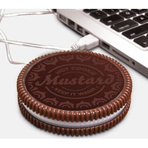 Mustard Hot Cookie - Verwarmde onderzetter voor kop of mok - Oreo koekje stijl - USB A - Langer warme koffie - Langer warme thee