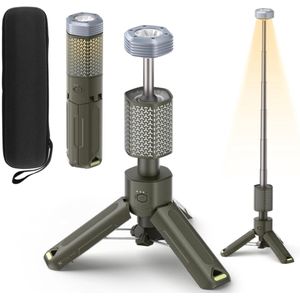 Lopoleis® Draagbare LED Campinglamp – Instelbare Hoogte en Helderheid – Kampeerlampen – Tentlamp – IP67 Waterdicht – Lantaarn – Oplaadbaar – 10.800 mAh Powerbank – 480 Lumen – 1800K-6500K – Donker Grijs