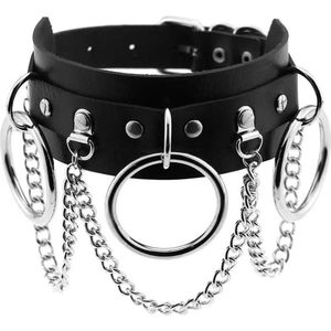 BDSM halsband met ketting - Black