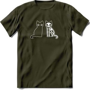 Cat Scan - Katten T-Shirt Kleding Cadeau | Dames - Heren - Unisex | Kat / Dieren shirt | Grappig Verjaardag kado | Tshirt Met Print | - Leger Groen - M