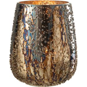 J-Line windlicht Lise - glas - bruin/goud - large