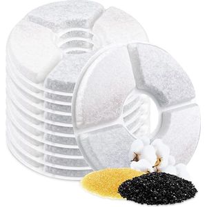 10 stuks kattenfonteinfilter, drinkfonteinfilter met ionenwisseling, hars en actieve kool, drievoudige filtering, kattenfontein, waterfontein, vervangingsfilter voor katten en honden, 2,0 - 2,5 l