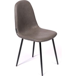 Set van 4 Eetkamer Stoelen - Stoel Marina - Kunstleder Grijs - Promoties - zwarte metalen poten - Kunstleer - PU - kuipstoelen