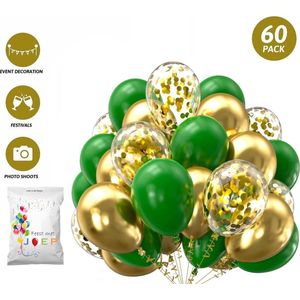 FeestmetJoep® 60 stuks ballonnen Goud & Groen – Verjaardag Versiering