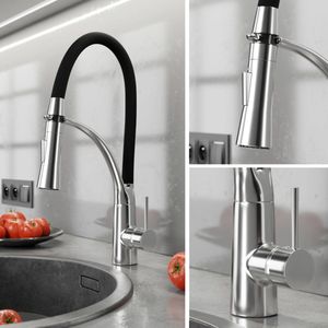 Viking Choice - Keukenkraan - zwart-chroom - flexibel uittrekbaar