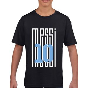 Messi T-Shirt - Kinder T-Shirt - Zwart - Maat 122 /128 - T-Shirt leeftijd 7 tot 8 jaar - Grappige teksten - Cadeau - Shirt cadeau -Messi T-Shirt - Voetbal - Blauwe 10 - Argentinië