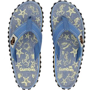 Gumbies - Teenslippers Dames - Seashells - Blauw/geel - Maat 43