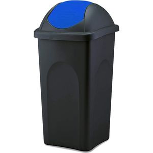 Vuilnisbak 30L - zwart - met scharnierend deksel geel - van kunststof - vuilnisbak afvalbak afvalcontainer - Made in Italy