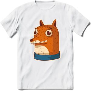 Casual vos T-Shirt Grappig | Dieren Kleding Kado Heren / Dames | Animal Skateboard Cadeau shirt - Wit - S