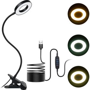 Leeslamp, LED Bureaulamp, Bureaulamp Met 3 Lichtmodi en 11 Helderheidsniveaus, 360° Flexibele Klemlamp Voor Leeslicht, Kantoor of Leren
