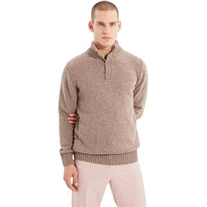 Trendyol Antraciet Casual Slim Fit Wol Half Turtleneck Geknoopt Breiwerk Trui Tmnaw21Kz0394