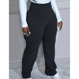 Sexy fijne slim fit sportieve stretch broek zwart plus size 2XL eu 48
