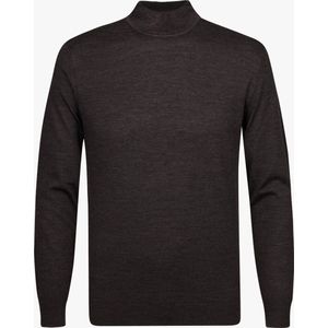 Profuomo heren trui wol - slim fit trui met turtleneck - bruin - Maat: XL