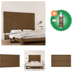 vidaXL Wandhoofdbord 147x3x90 cm massief grenenhout honingbruin - Bedonderdeel - Inclusief Houtreiniger en verfrisser