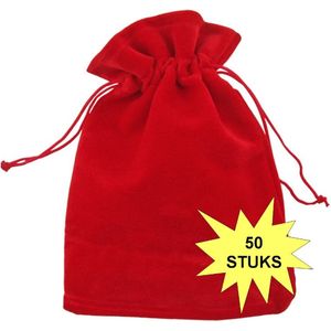 Fako Bijoux® - Fluweel Cadeau Zakjes - Velours - 10x12cm - Rood - 50 Stuks