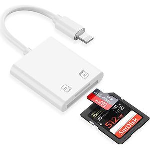 De Beste Gadgets Cardreader met Lightning aansluiting - SD-kaart en Micro SD - geschikt voor iPhone en iPad - Camara connection kit - Lightning SD Card Reader - Geheugen kaartlezer met Lightning aansluiting