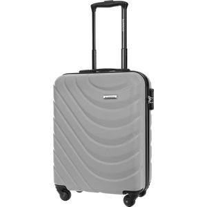 Koffer | ABS-materiaal | chiffonslot | flexibele handgreep | 360 graden wielen |, grijs, Kabine - M