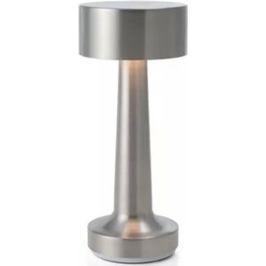 Goliving Tafellamp Oplaadbaar – Draadloos en dimbaar – Moderne touch lamp – Nachtlamp Slaapkamer – 21 cm – Zilver