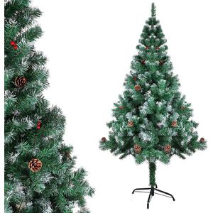 Kunstmatige kerstboom met dennenappels en besnoeiingstips Kerstboom inclusief metalen standaard, kerstboom, 120 cm, 150 cm, 180 cm hoog.