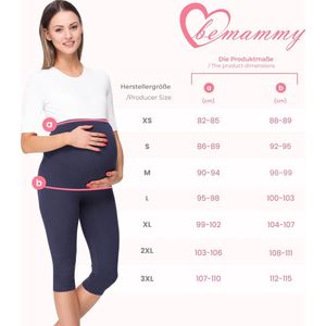 Be Mammy BE-BE20-229-LE Dames Capri Zwangerschapsleggings - 3/4 Lengte - Katoen - Elasthan - Yogabroek - Donker Gemêleerd - 4XL