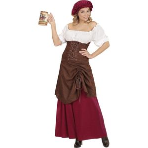 Widmann - Boeren Tirol & Oktoberfest Kostuum - Taveerne Meid Lisanne - Vrouw - Rood, Bruin - Small - Carnavalskleding - Verkleedkleding