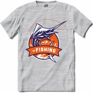 Fishing | Vissen - Vishengel - Vis - T-Shirt - Unisex - Donker Grijs - Gemêleerd - Maat XXL