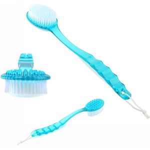 Badreinigingsborstel voor douche - Peeling lichaamsborstel met lange handgreep (blauw)