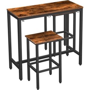 BAR TABLE SET, PUB TABELLEN BAR Hoogte met ontlasting Set van 2, stoelen onder de teller Tafel voor kleine ruimtes, industriële eettafelsets voor keuken, woonkamer, feesten