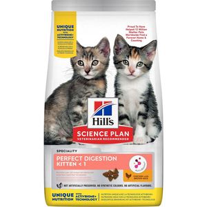 Hill's Perfect Digestion Kittenvoer met Kip & bruine Rijst 6 x 1.5 kg