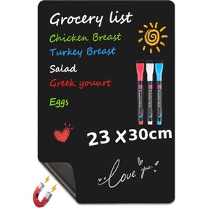 BOTC Whiteboard voor Koelkast - 23*30cm - Magnetisch - Weekplanner - Memobord - Maandplanner - Zwart