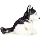 Hermann Teddy Knuffeldier hond Husky - zachte pluche - premium kwaliteit knuffels - grijs/wit - 30 cm