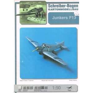 bouwplaat / modelbouw in karton Junkers F 13, schaal 1:50