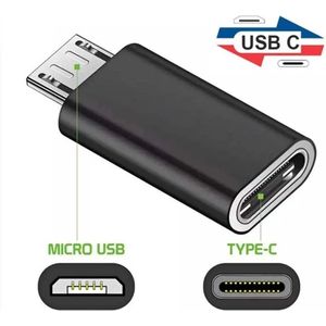2x Usb Type C Female Naar Micro Usb Male Adapter Connector Type-C Micro Usb Charger Adapter zwart