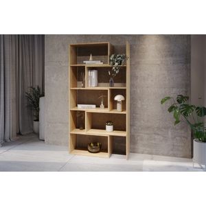 Meubel Square - Boekenkast DIAMOND 2 - Eiken - 186x120x32 cm - Groot opbergkast - Tweedelig uitschuifbare rek