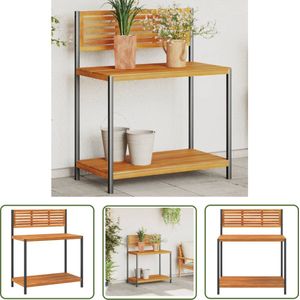 The Living Store Tuinwerktafel Acacia Hout - 90 x 50 x 110 cm - Stabiel en Duurzaam Tuinwerktafel - Acacia Houten Tafel - Tuintafel - Plantentafel - Buitenkeuken - Moestuin - Balkon