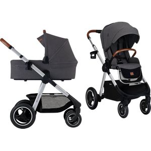 Kinderkraft EVERYDAY - Kinderwagen 2in1 tot 27 kg - Grote wieg XL - Grijs