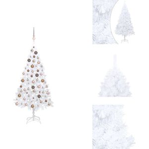 vidaXL Kunstkerstboom - Wit - 180 cm - Met LED-verlichting - Decoratieve kerstboom