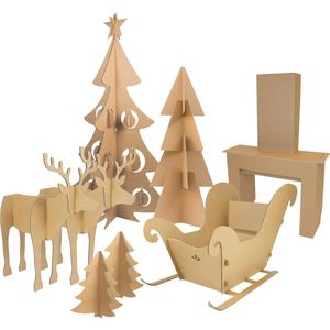 Kartonnen Kerst feestpakket - Groot kerstpakket - Meerdere kerstproducten - Kerstdecoratie - KarTent